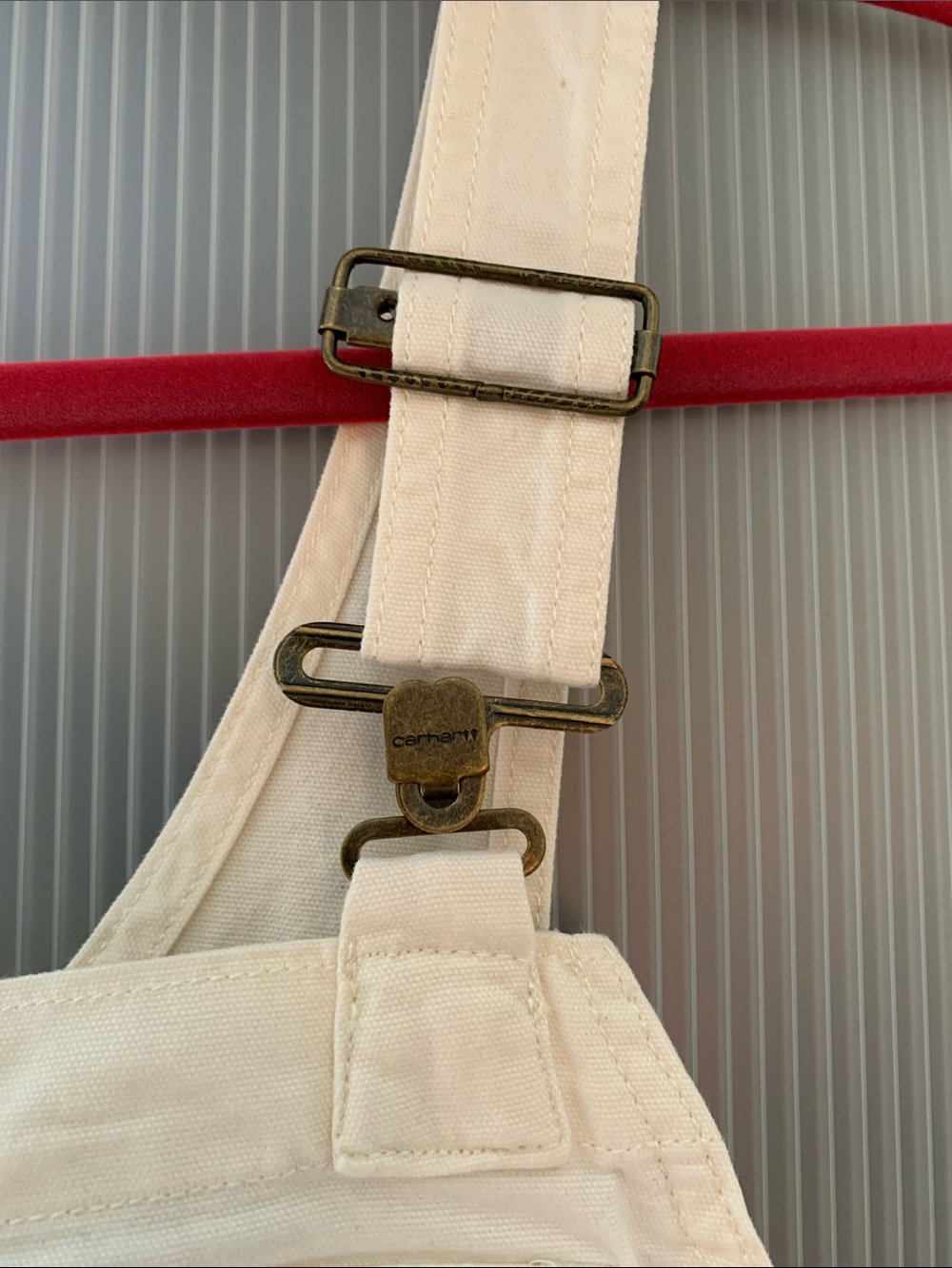 Carhartt Cream White Canvas Bib Overalls - Picture 4 of 6